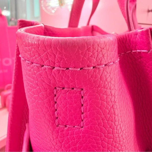 Marc Jacobs Hot Pink Leather Medium Tote Bag & Matching Mini Bag Wallet Set - Picture 11 of 12